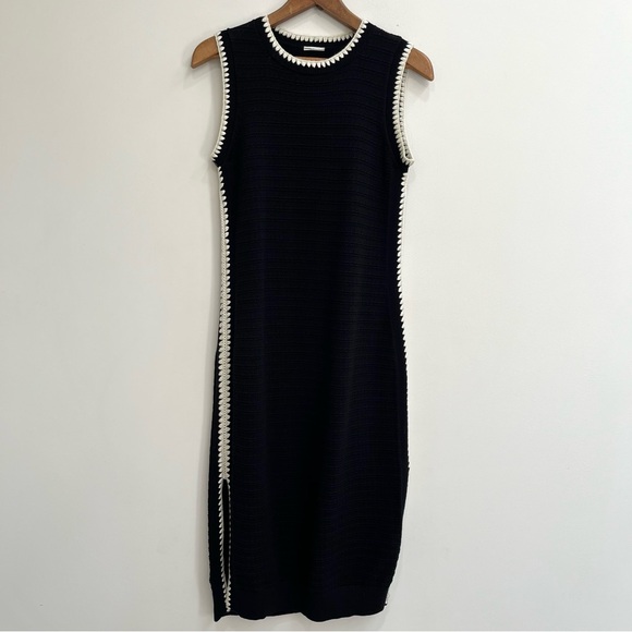 VARLEY Dwight Tank Dress Sleeveless Crochet Knit Black Size Small - Picture 6 of 16